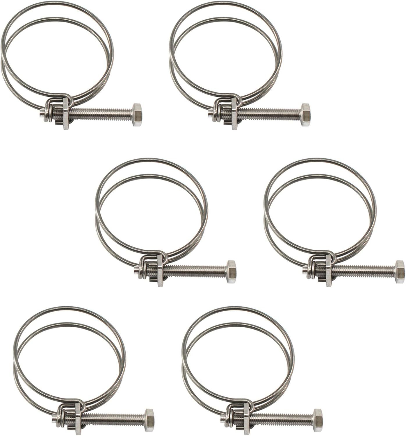 (6 Pieces) 40-45Mm Double Wire Hose Clamp Pipe Tube Clamps 304 Stainless... - $31.97