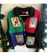 Holiday Cardigan Womens Size XL Christmas Snowman Santa Sweater Onque Ca... - $21.73