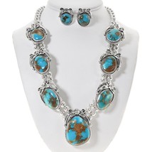 Navajo Natural Bisbee Turquoise Necklace Earrings Set, Sterling Silver, G Boyd - £1,495.56 GBP