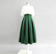 Emerlad Green Midi Party Skirt Women Plus Size Glitter A-line Pleated Skirt image 1