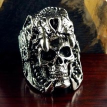 Skull Wearing Animal Skull Ring Silver Color Sizes 11 13 & 14 Fashion Jewelry