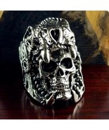 Skull Wearing Animal Skull Ring Silver Color Sizes 11 13 &amp; 14 Fashion Je... - €10,48 EUR
