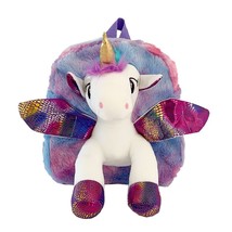 Little Girls Unicorn Fur Backpacks with LED Lights Children 3D Plush Toy Kinderg - £15.09 GBP