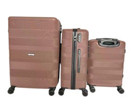 Luggage 3 Piece Set 360 Dual Spinning Spinner Hardshell Lock 20&quot; 24&quot; 28&quot; Gold - £114.65 GBP
