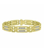 Mens 1.50CT Round Moissanite 14K Yellow Gold Plated Link Tennis Bracelet... - $803.14