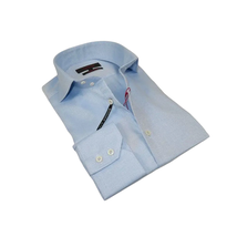 Men's Axxess Turkey Shirt 100% Egyptian Cotton High Collar 224-02 Blue Pique image 2