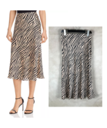 AQUA Tan/Black Striped Satin Midi Slip Skirt NWT MEDIUM - $23.13