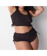 Lane Bryant CACIQUE Rib Ruched Side Crop Tank Top SeXy BLACK Plus Sz 26/... - $46.72 CAD