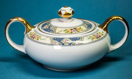 Bohemia Ceramic Cecil 2-Handled Sugar Bowl Lid Gold Trim Czechoslovakia ... - $20.00