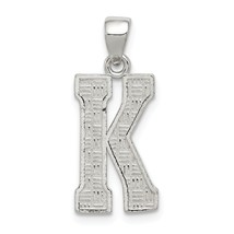 Sterling Silver Initial Letter K Charm Pendant Jewelry 25mm x 9mm - £18.11 GBP