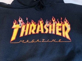 Vtg Thrasher magazine Hoodie M Skateboard Flames Pullover Sweater - £11.34 GBP