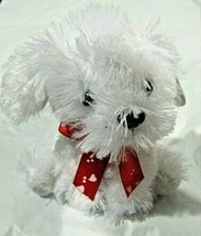 Valentine Puppy White with Red bow Soft Plush 7&quot; by DanDee - £11.00 GBP
