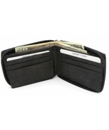 Bifold Genuine Cow Leather Black Color Zip-Around Wallet - 9 Card Pockets - $218.85 MXN