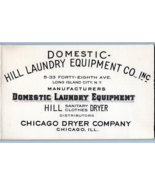 Domestic Hill Laundry Equipment Company Vtg Folding Business Card Long I... - $15.79