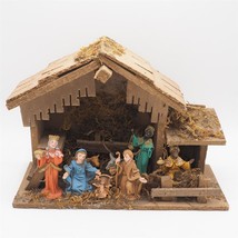 Vintage Nativity Resin Plastic Numbers Christmas W/Wooden Nativity Nativity S... - £157.00 GBP