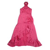 NWT Cinq a Sept Arianna in Pink Candy Silk Satin Halter Ruffle Dress 8 $595 - $130.00