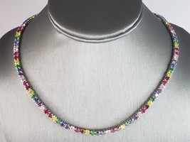 Womens Sterling Silver Rainbow Modernist Necklace 25.6g E6461 - £106.83 GBP