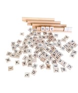 100 Wooden Scrabbles Tiles 4 Trays Plastic Bags Board Game Replacement C... - $278.12 MXN