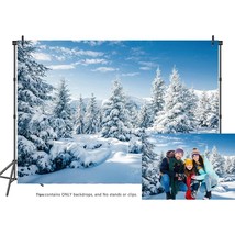 10X8Ft Snowy Backdrop For Photography Winter Scene Backdrop Christmas Ba... - £51.44 GBP