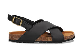 Sandalia vegana unisex slingback criss-cross apple skin negro ergonómica... - $99.59