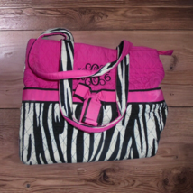 Belvah Quilted Bag Purse Tote Zebra Print Monogram &quot;KCE&quot; Medium Pink Bla... - £8.10 GBP