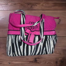 Belvah Quilted Bag Purse Tote Zebra Print Monogram &quot;KCE&quot; Medium Pink Bla... - £8.09 GBP