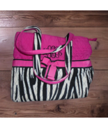 Belvah Quilted Bag Purse Tote Zebra Print Monogram &quot;KCE&quot; Medium Pink Bla... - £8.10 GBP