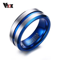 VNOX Thin Blue Line Tungsten Ring Wedding Brands 8MM Tungsten Carbide Rings for  - £14.80 GBP