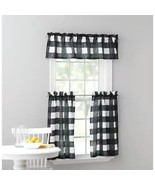 Mainstays 3-Piece Valance &amp; 36&quot; Tiers Curtain Set ~ Black &amp; White Check ... - $35.91 CAD