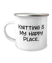 Best Knitting, Knitting is My Happy Place, Sarcastic 12oz Camper Mug For... - $19.55