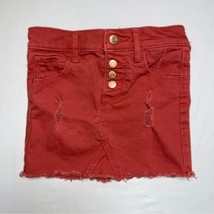 Old Navy Colored Denim Jean Skirt Girl’s 5 Rust Orange Summer Adjustable... - £11.63 GBP
