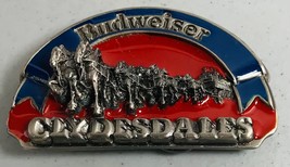 Budweiser Clydesdales Pewter Belt Buckle - Red and Blue - Raised Embossed - £13.29 GBP