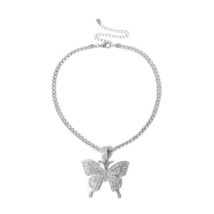 Sparking Fully Iced Out Crystal Pave Butterfly Pendant Cubic Zircon 3D Butterfly - £13.85 GBP