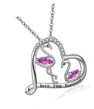 925 Sterling-Silver Flamingo Necklace - Pink Cubic - £103.78 GBP