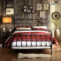 Queen Bed Frame Metal Vintage Antique Headboard Footboard Slats Set Dark Bronze - £232.13 GBP