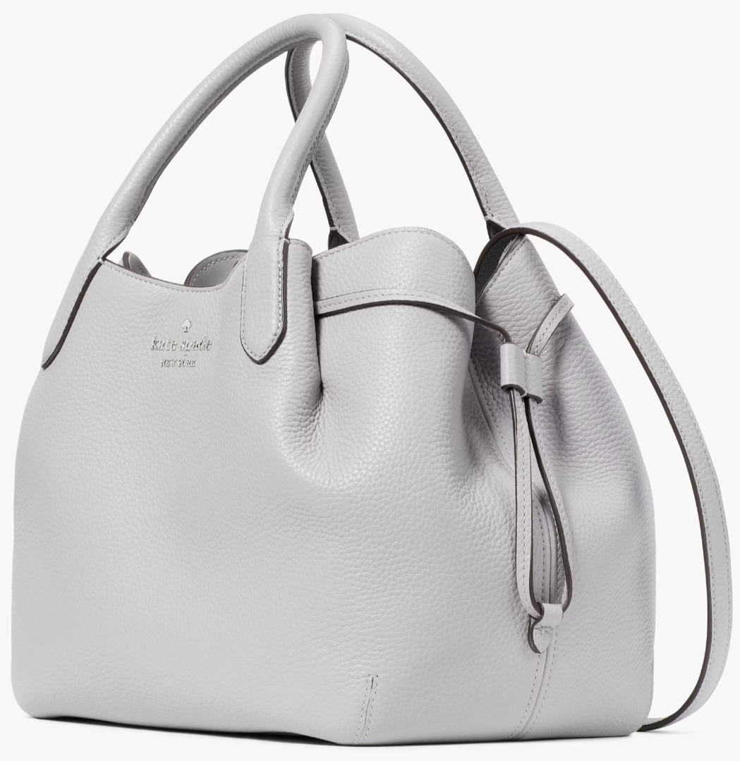 Kate Spade Dumpling Large Gray Leather Satchel Bag K8134 NWT Purse $459 MSRP FS