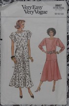 Vogue Pattern 9867 Misses&#39; Drop Waist Dress in 2 Lengths Sizes 8-10-12 Vtg 80&#39;s - £6.34 GBP
