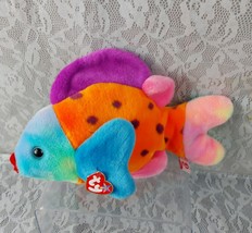 Ty LIPS Rainbow Fish Spotted Tye Dye Large Buddies 14&quot; Plush Stuffed Toy... - $29.99