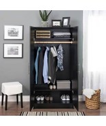 Black Freestanding Bedroom Cabinet Armoire Wardrobe Closet with Hanging ... - $393.49