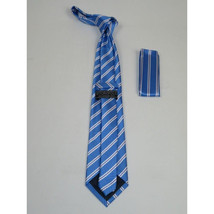 Men's Woven Tie Hankie Set J.Valintin Private Collection R53 Blue Stripe image 2