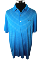 Greg Norman Golf Shirt Men&#39;s Size Large Blue Striped Front Solid Back Play Dry - £9.43 GBP