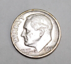 1958  Roosevelt silver dime, no mint - $9.49