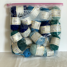 Mira Handcrafts Yarn Crochet Knitting 20 Small Skeins 100% Acrylic Green Blues - £6.97 GBP