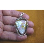 (D-313) White pink yellow triangle DICHROIC Fused GLASS Sterling silver ... - $115.39 CAD