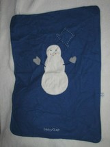 Vintage Baby Gap Blue Fleece Stitched Embroidered Snowman Blanket 1-ply ... - £38.91 GBP