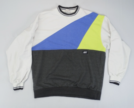 Vintage 80s Nike Diagonal Color Block Yellow White Blue Sweatshirt Sz L ... - $47.45