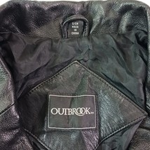 Outbrook Women's Jacket Black Belted Fit Genuine Leather Button Jacket Sz Small image 3