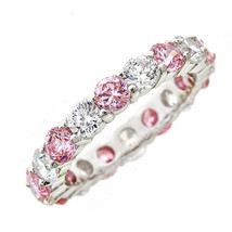 3.05CT Rosa &amp; Bianco Diamante 14K Placcato Oro Fede Nuziale Completo Ete... - £195.98 GBP