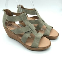 Dr Scholl&#39;s Later Sandals Wedge Heel Strappy Faux Suede Textured Green 10 - $28.91