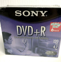 Sony DVD+R 6 Pack 4.7GB 120 Min Recordable Disc Jewel Cases Brand NEW Se... - $19.99